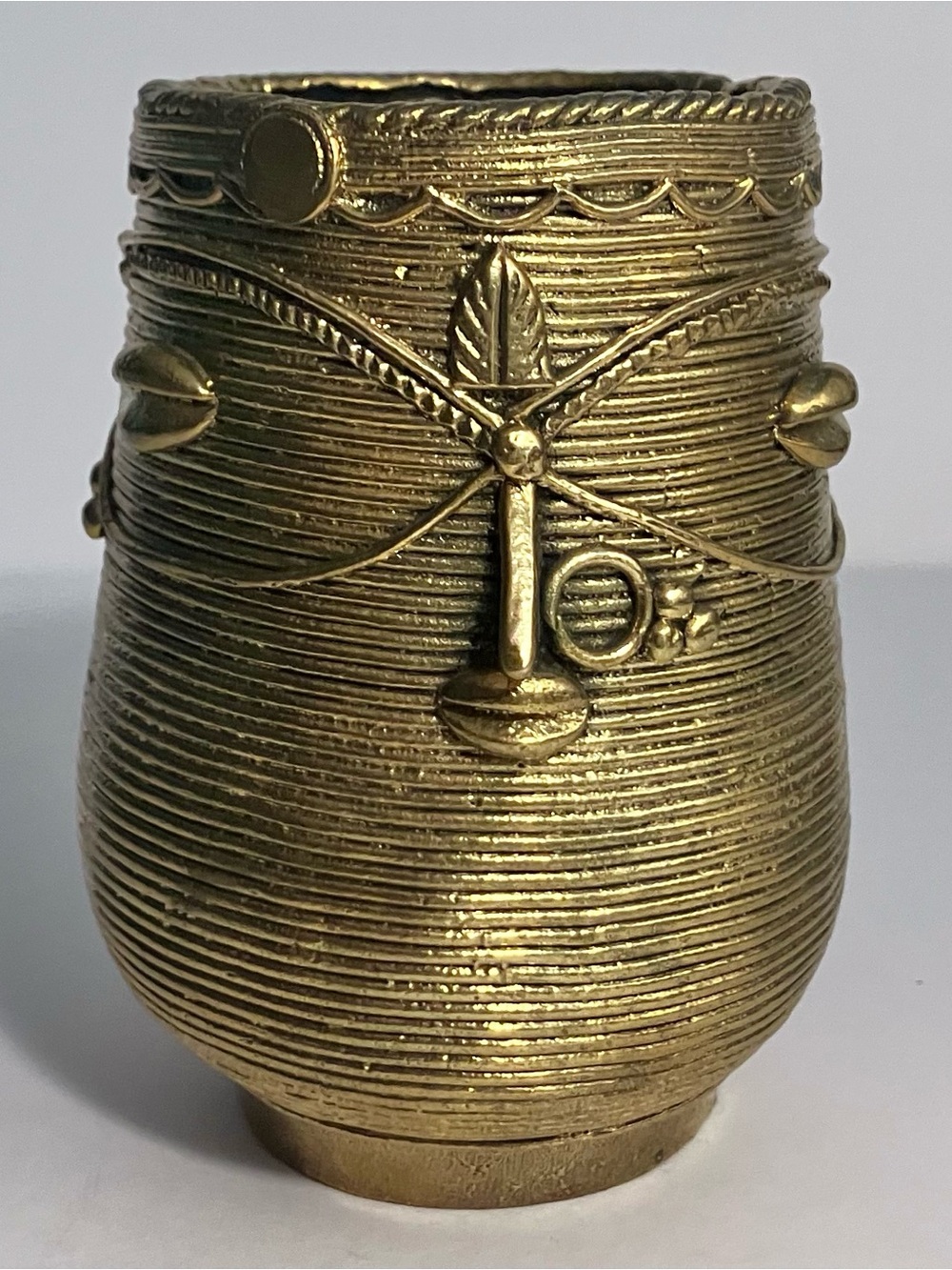 BRASS DHOKRA Pencil Holder or SMALL VASE / 4 Inch HEAVY METAL / India Handmade